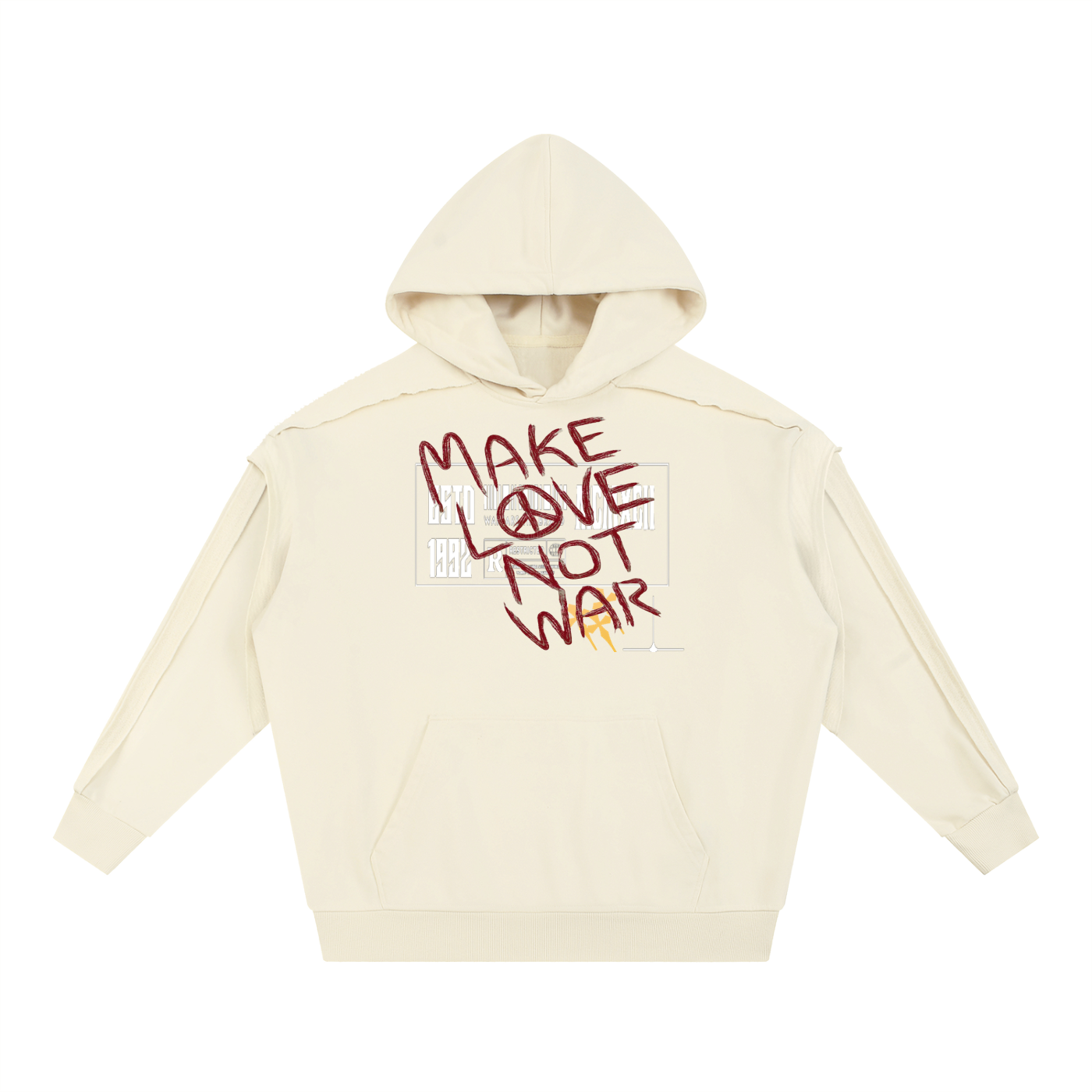 Contrast Tape Raw Edge Double Layered Hoodie
