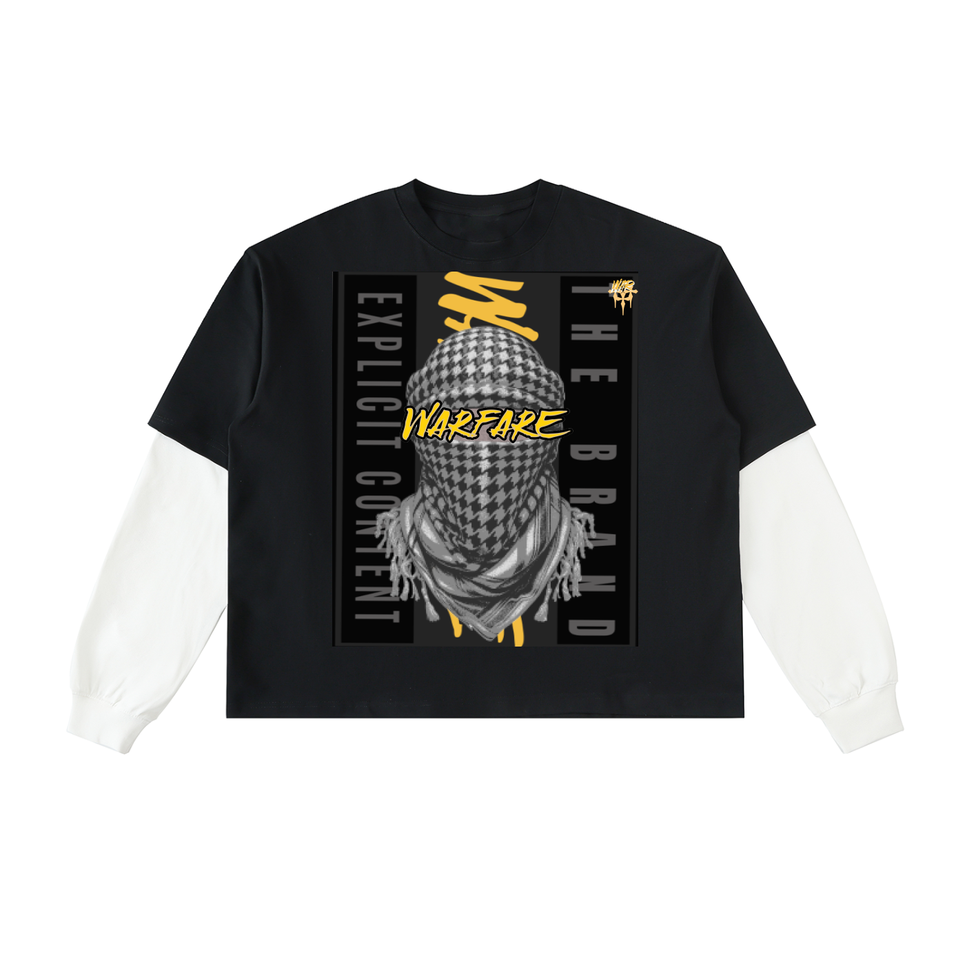 Layered Contrast Sleeve Cotton T-Shirt