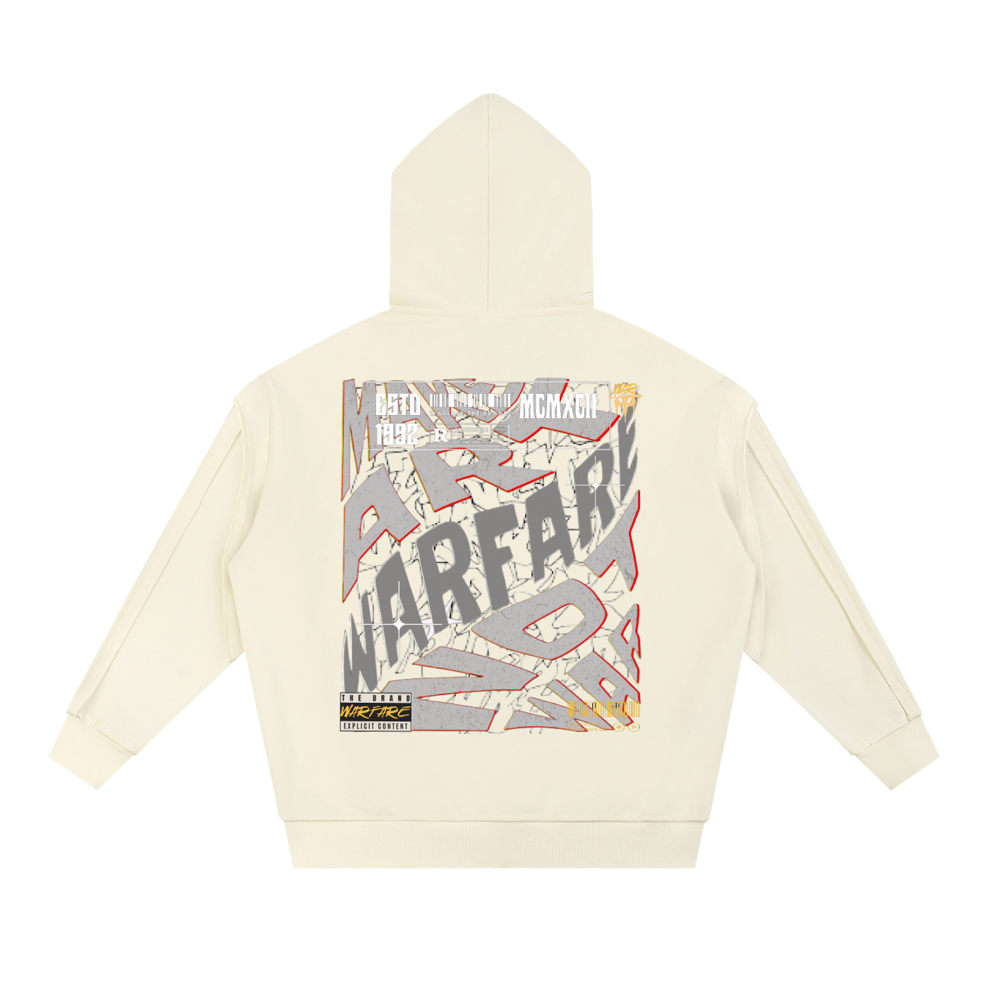 Contrast Tape Raw Edge Double Layered Hoodie