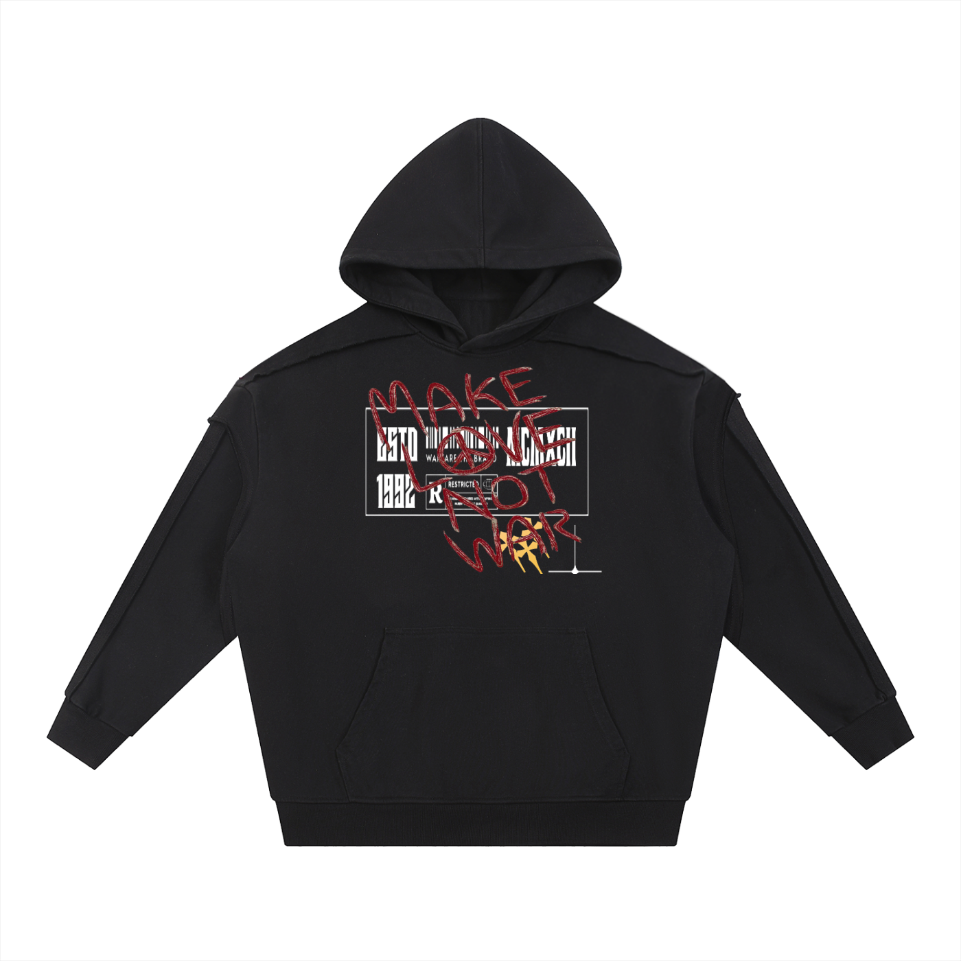 Contrast Tape Raw Edge Double Layered Hoodie