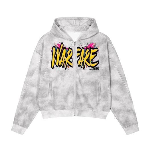 Dirty Washed Zip-Up Fleece Hoodie