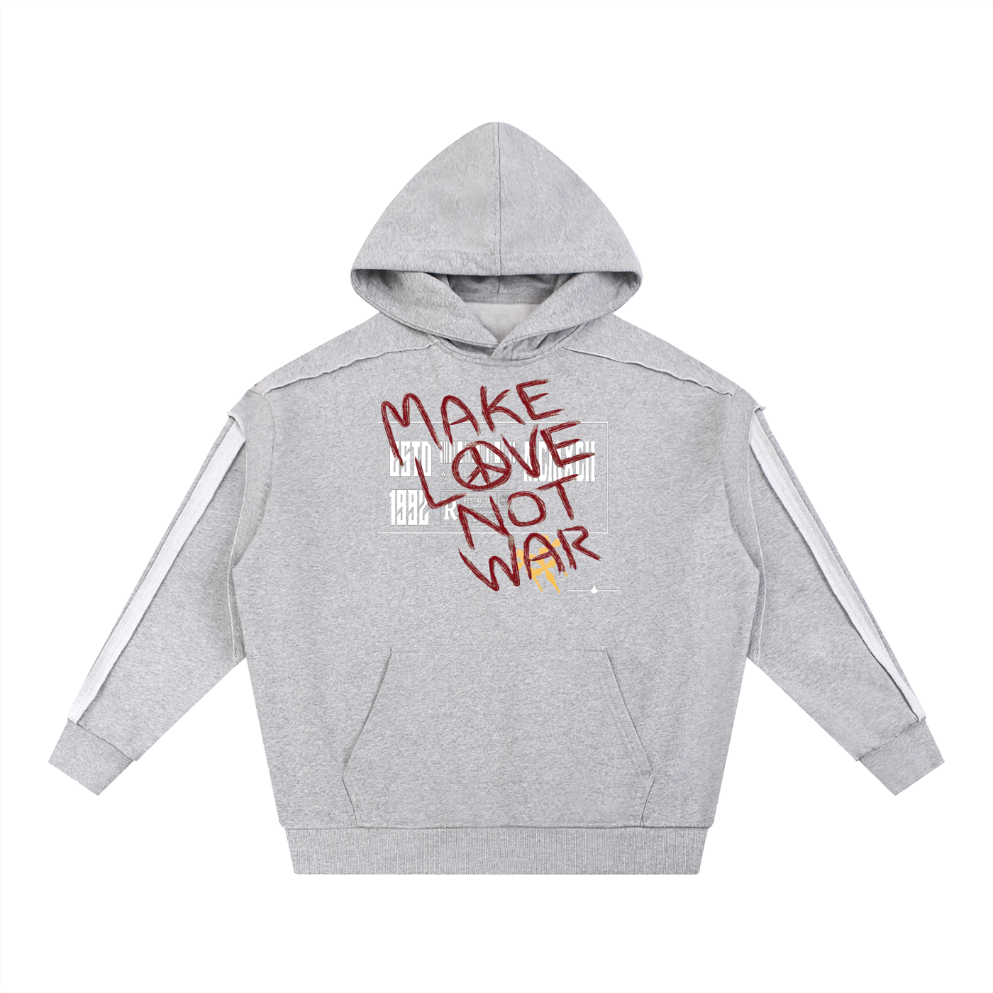 Contrast Tape Raw Edge Double Layered Hoodie
